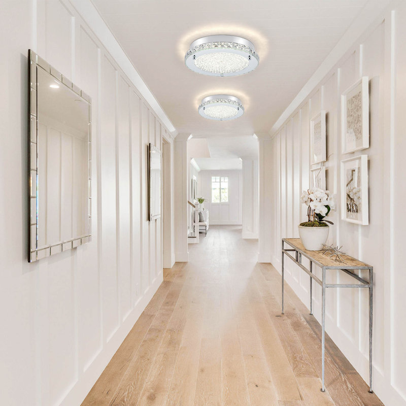 Laurann Crystal LED Flush Mount Ceiling Light Hallway Lighting Fixtures Bathroom Ceiling Light